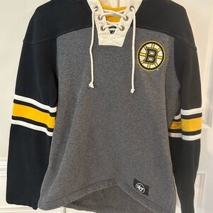 '47 Bruins Gray and Black Hoodie with Yellow Stripes